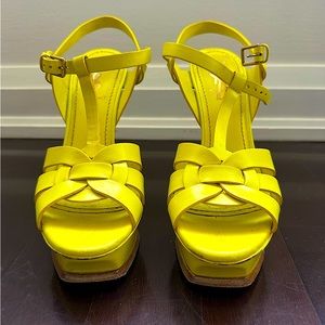 Saint Laurent Tribute Leather T-Strap Sandals